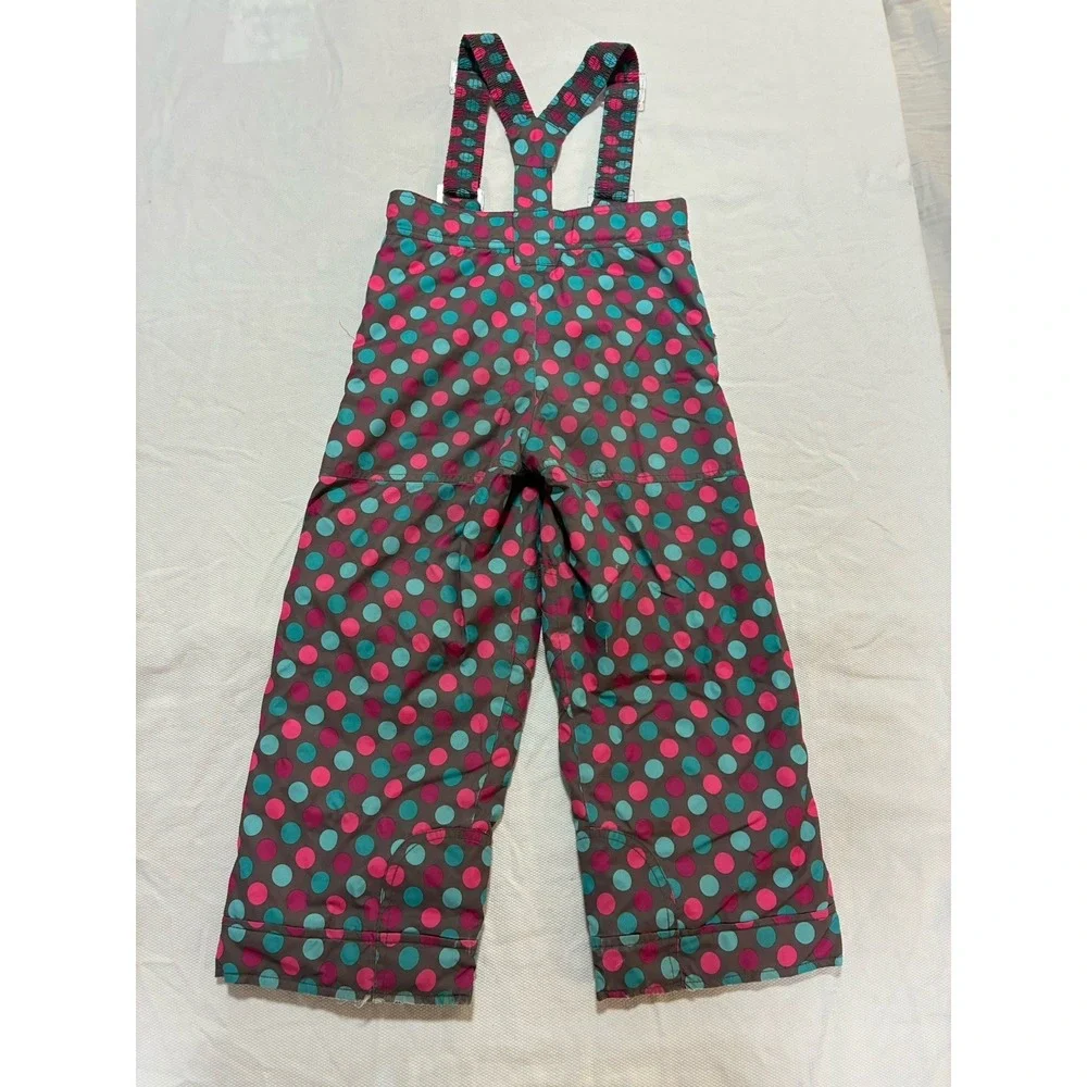 Garnet Hill Kids Snow‎ Pants Size 6 Polka Dot Insulated Bibs Pink Blue Brown